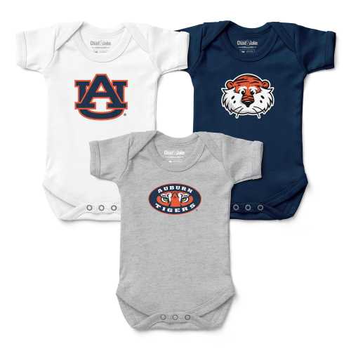 3-Pack Auburn Tigers Baby Bodysuits - Orange & Navy Infant Apparel Set - Newborn Gift Bundle