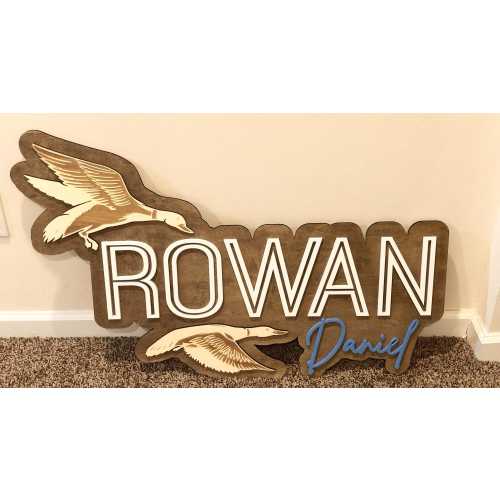 Custom Wooden  Layered Duck Mallard Name Sign: Nature Nursery Decor