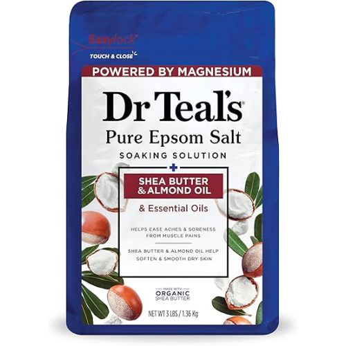 Dr Teal's Epsom Salt Magnesium Soak, Soften & Moisturize with Shea Butter & Almond Oil, 3 lbs