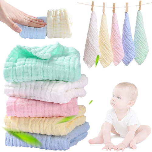 30*30 Square Towels Five Pieces Baby Bibs Boy Handkerchiefs 5Pcs,Baby Washcloths Natural Cotton Baby Wipes Soft Newborn Towel and Washcloth for Sensitive Skin Registry As Shower 5 Pack 30*30Cm