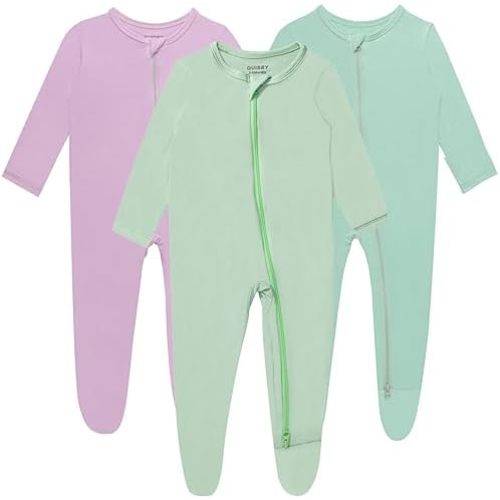 Baby Boy Footed Pajamas with Mittens,Rayon Made from Bamboo Sleepers, 2 Way Zipper Long Sleeve Pjs
