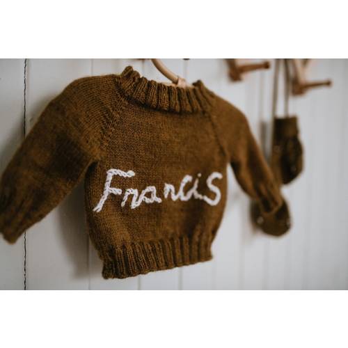 Hand-Knit Baby Sweater: Personalized Wool Cardigan