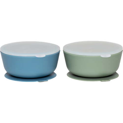 WeeSprout Baby & Toddler Suction Bowls, Set of 2, 100% Silicone with Lids