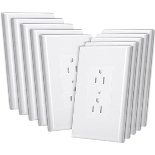 Bates Duplex Wall Outlet Covers - 10 Pack, White Wall Plates