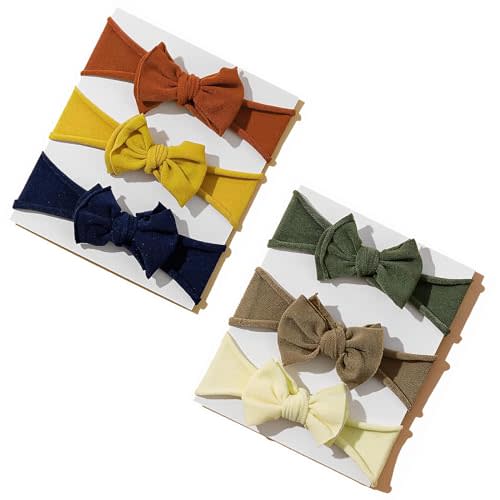 6pcs Baby Girl Bows Baby Nylon Headbands, Stretchy Knot Hair Bows | Tianhoudeger Double Layer Baby Bow Super Soft Elastic Hairbands Hair Accessories Gift for Newborn Infant Toddlers Kids