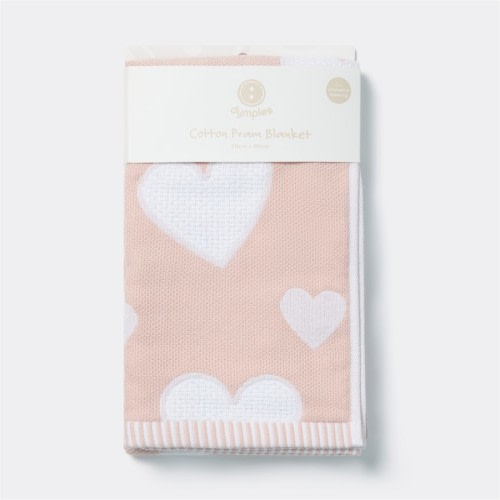 Dymples Cotton Pram Blanket - Pink Hearts