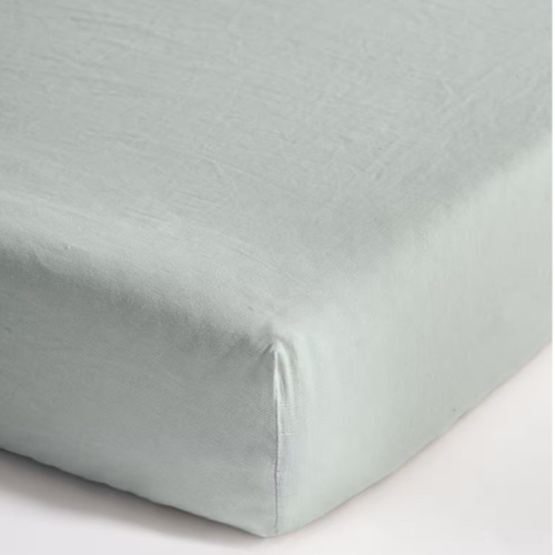 European Linen Fitted Crib Sheet in Mist