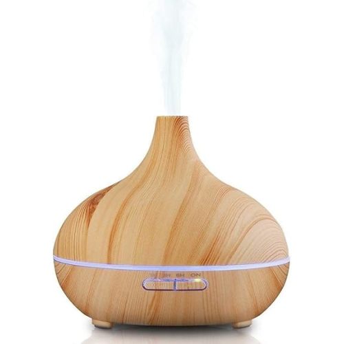 Aroma Essential Oil Diffuser, JoySusie 500ml Wood Grain Ultrasonic Cool Mist Whisper-Quiet Humidifier with Color LED Lights Changing & 4 Timer Settings, with Remote Control (Brown)