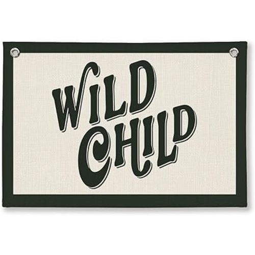 Boy Nursery Decor, Playroom Decor Wild Child Hanging Linen Banner, Little Boy Room Decor for Toddler Room Bedroom Nursery Playroom, 20x30 Inch