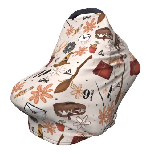 Wizard Movie Harry Potter Pattern Carseat Cover Boy and Girls - Multi-use Nursing Car Seat Canopy Cover for Breastfeeding, Infant Stroller Cover, High Chair Cover