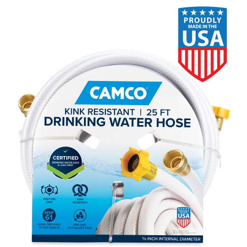 Camco TastePURE 25' RV Drinking Water Hose, Lead & BPA-Free, White, 5/8" ID (22783)