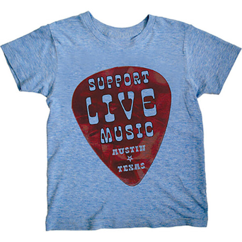 Guitar Pick Atx Tee, Blue Triblend - orangeheat | Maisonette
