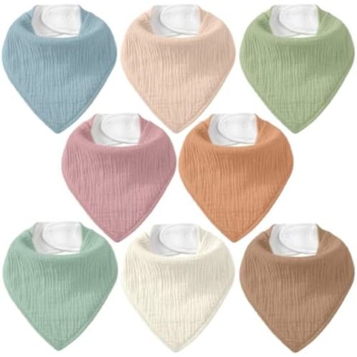 8 Pack Muslin Baby Bandana Bibs for Drooling and Teething