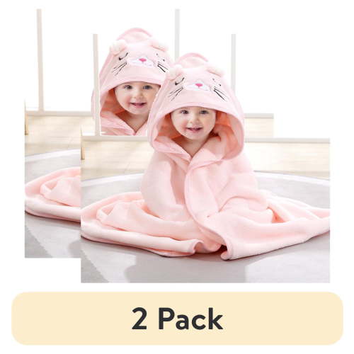 (2 pack) Liyufly Baby Bath Towel, Absorbent Large Hooded Towel for Kids, Newborn, Babie, Toddler, Infant, Bear, 31.5 x 31.5 inch