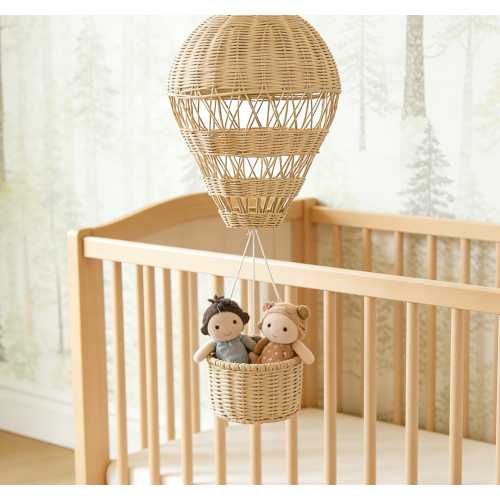 Handmade Rattan Hot Air Balloon, Woven Nursery Wall Hanging, Boho Kids Room Decor