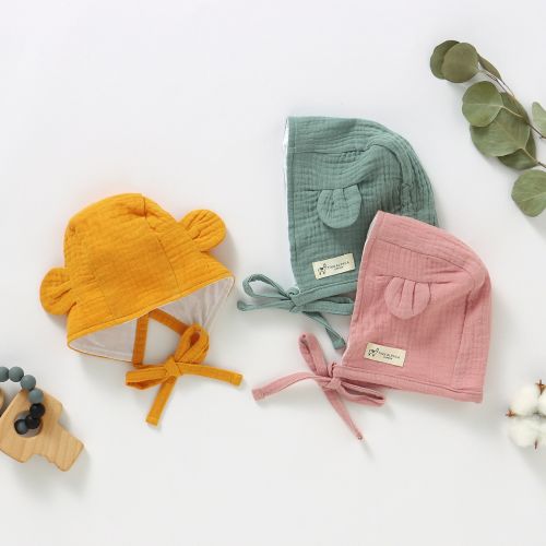 Organic Cotton Baby Bear Bonnet | Jersey Summer Hat, 0-12 Months