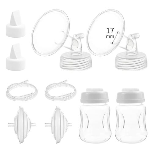 Pump Parts Compatible with Spectra S1/S2/9 Plus, Not Original Accessories, Full Set Replacements Include 17mm Flange, Duckbill Valve, Backflow Protector, Tubing and Bottle