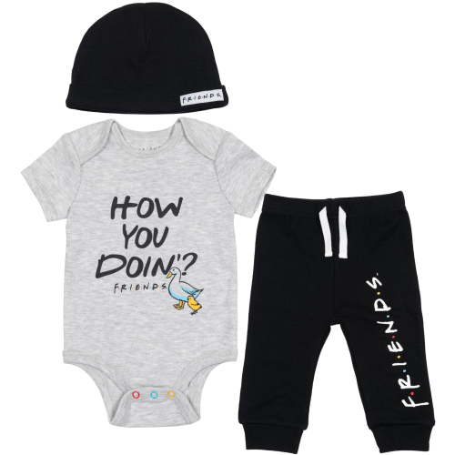 FRIENDS Infant Baby Boys Bodysuit Pants and Hat 3 Piece Outfit Set Newborn to Infant