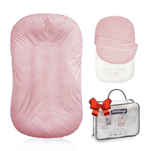 Baby Lounger - Snuggle Cozy Me Infant Lounger for Newborns | Flannel Cover, Breathable Soft, Portable Awake-Time Pad, Essential Baby Gift -Pink