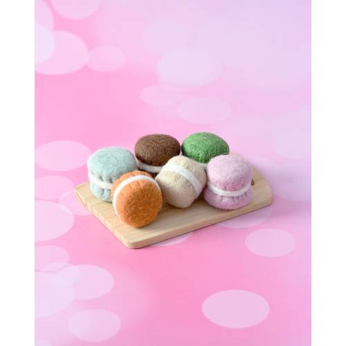 Felt Macarons A (Set of 6 Macarons) - Colourful Macarons | Felt Play Food | Play Food Sets | Tara Treasures