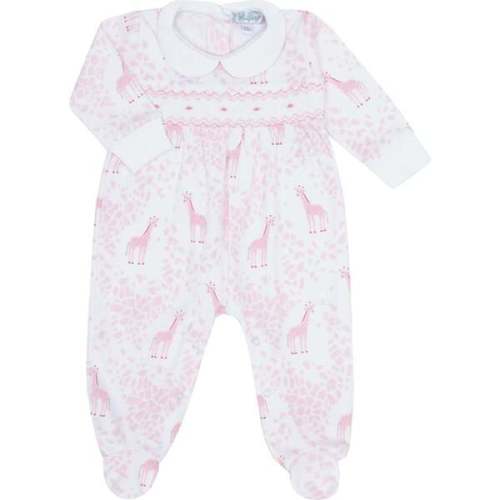 Pink Giraffe Print Smocked Footie - Nellapima | Maisonette