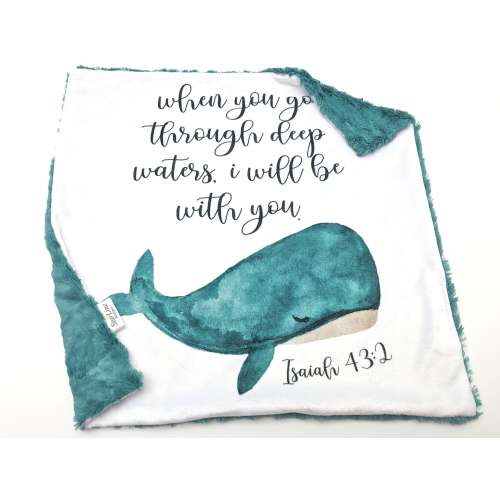 Whale Lovey I will be with you Lovey Isaiah 43:2 Scripture Lovey, Baptism Baby Gift Baby Toddler Lovey Baptism Gift Gender Neutral Baby Gift