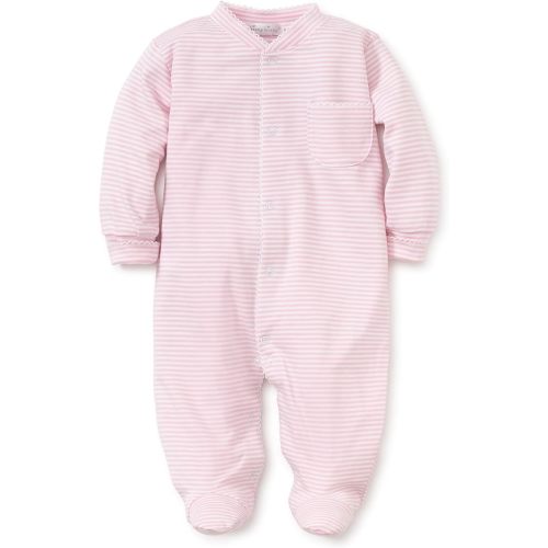 Kissy Kissy Baby Boys and Girls 100% Pima Cotton Simple Stripes Snap Front Footie Pajamas, Newborn to 24 Months