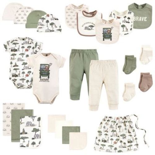 Hudson Baby Infant Baby Layette Baby Starter Set 25pc, Going On Safari, 0-3 Months