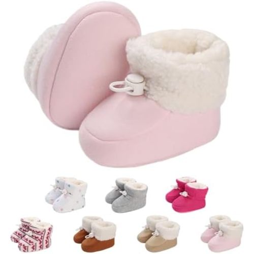 Baby Boys Girls Winter Boots Infant Warm Fleece Cute Slippers Socks Cozy Soft Anti Slip for Newborn Todder First Walking Booties Shoes
