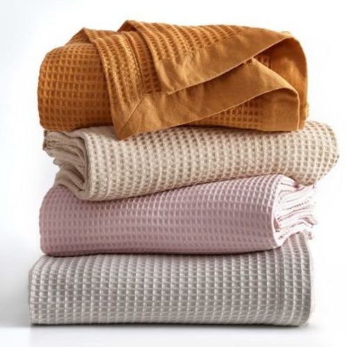 100% Cotton Waffle Weave All-Season Bed Blanket - Great Bay Home (Twin, Blush Pink)