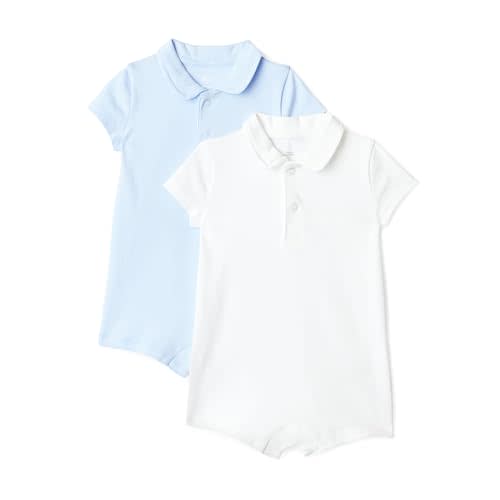 Amazon Essentials x Sofia Grainge Baby Boys' Short Sleeve Cotton Polo Romper, Pack of 2