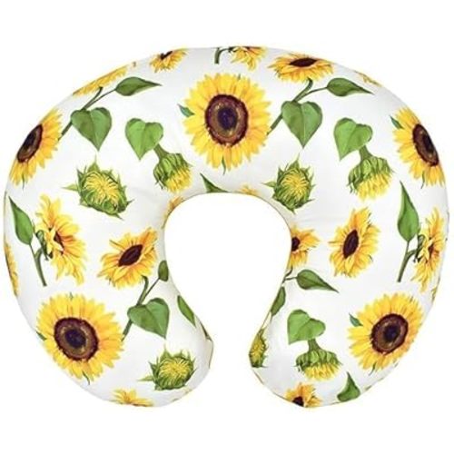 Nursing Pillow and Positioner, Breastfeeding, Bottle Feeding, Baby Sitting Support with Removable Ultra Soft Minky Cover, Tummy Time Support for Baby Boys and Girls(Sunflower)