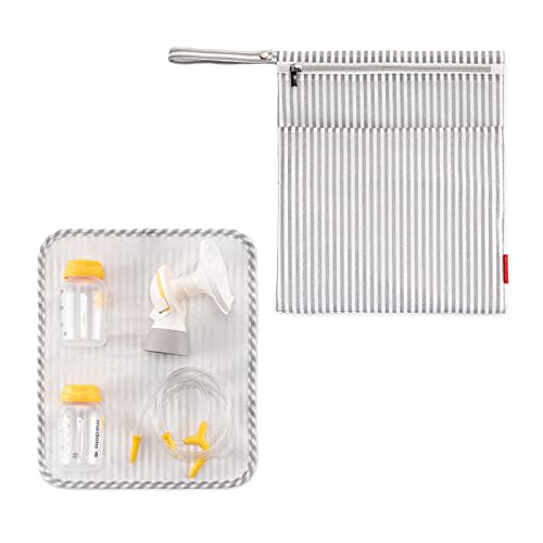 BABEYER Wet Dry Bag for Breast Pump Parts Storage, Waterproof Pump Parts Bag with Place Mat for Moms Pumping at Work-Straps