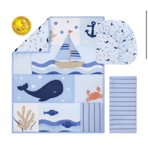 Crib Bedding Set for Baby Boys, Nautical Patch, 3 Pieces