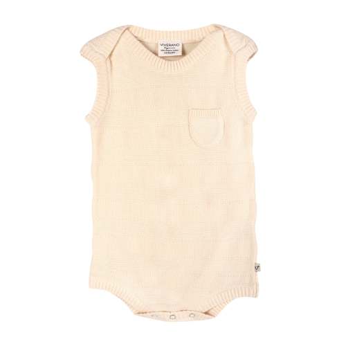 Viverano Organic Cotton Milan Rib Knit Baby Romper Onesie Bodysuit - Sleeveless