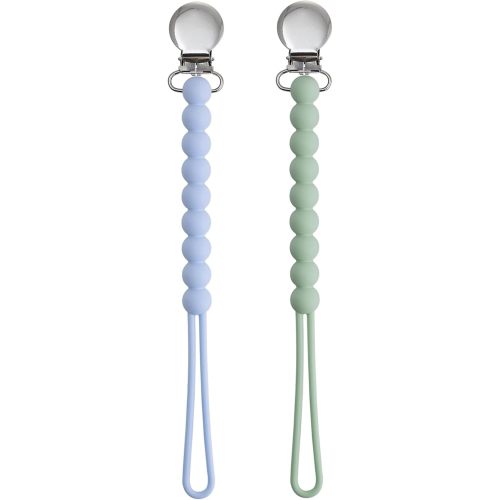 MORIBOX Silicone Pacifier Clip for Baby Boys, Paci Binky Holder 2 Pack