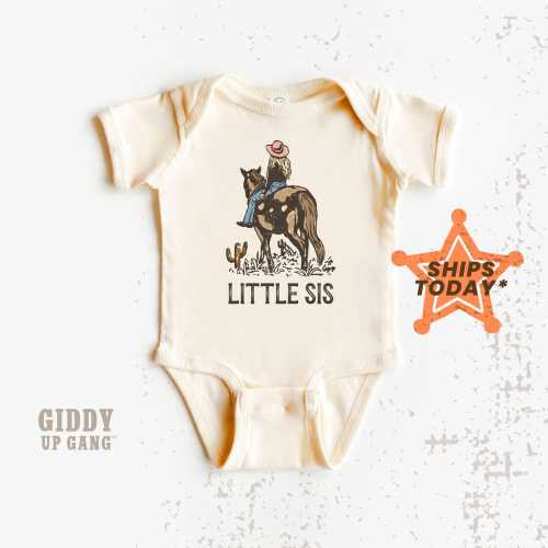 Little Sis Cowgirl Onesies® Brand: Pregnancy Reveal Outfit ( GP15335 )