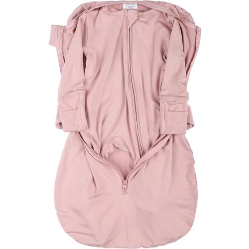 2-in-1 Baby Pajamas and Sleep Bag,Detachable Romper & Swaddle Wrap,Soft Breathable Bamboo Viscose Newborn Anti-Startle Sleep Sack,Stretchy Infant Wrap Ensures Secure Comfortable Sleep