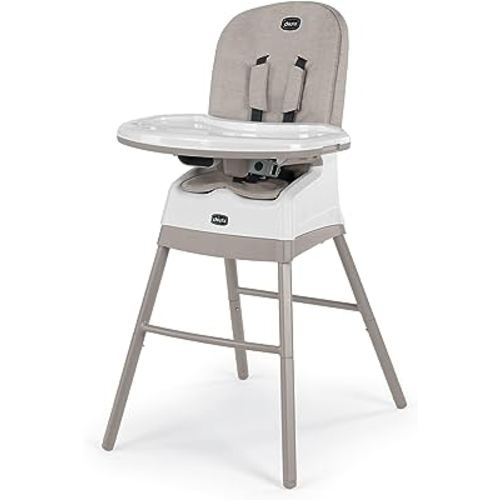 Chicco Stack Hi-Lo 6-in-1 Multi-Use Convertible High Chair, Reclines for Babies and Toddlers, Easy-Clean Baby High Chair Booster Toddler Seat Combo | Sand/Beige
