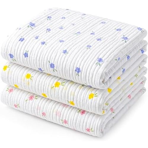 Muslin Swaddle Blankets for Newborns, 3 Pack Multipurpose 100% Organic Cotton, Ultra Soft Breathable Receiving Blanket 47 x 47 inches, Swaddle Wrap for Baby Boys & Girls