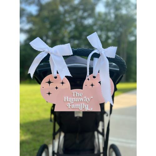 Disney Inspired Stroller Tag | Magical Stroller Family Tag | Vacation Name Tag for Stroller | Mouse Ears