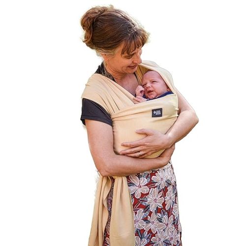 Baby Wrap Carrier Soft, Stretchy, Cotton Baby Wrap, Baby Sling, Nursing Cover Up for use with Newborn-Toddler: Evenly distributes Weight for More Comfortable Carrying (Cream)