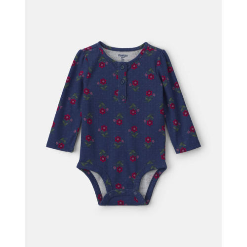 Baby Girl Floral Long-Sleeve Bodysuit - Navy Blue - OshKosh B'gosh | Carter's