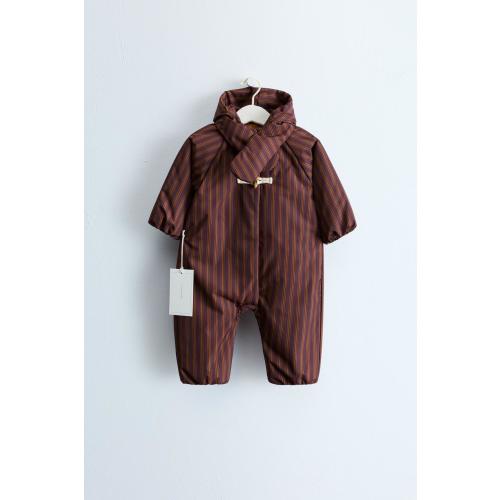 ZARA TIMELESS - STRIPED NYLON JUMPSUIT WITH DETACHABLE HOOD - Caramel | ZARA United States