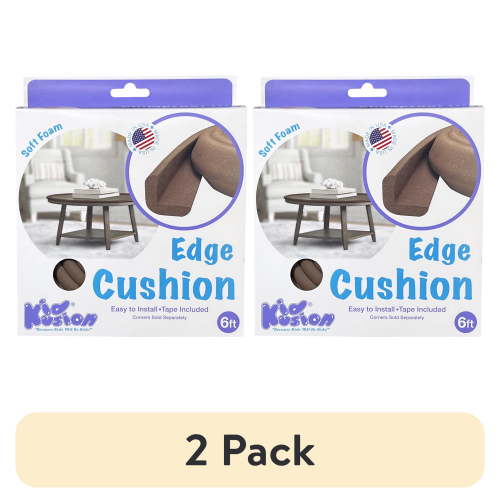 (2 pack) KidKusion Foam Rubber Edge Guard for Table, Desk, Cabinet, 6 ft, 1 CT, Brown, Toddler