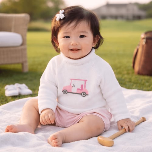 Little Golfer Rollneck Sweater - Pink