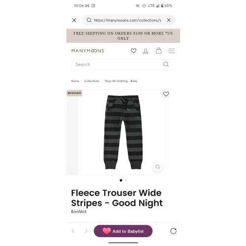 Fleece Trouser Wide Stripes - Good Night – Manymoons