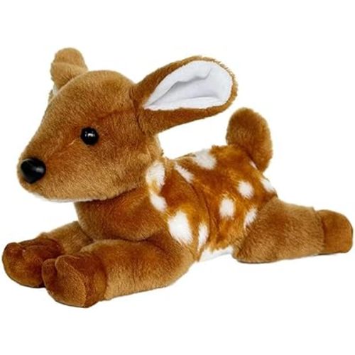 Deer Stuffed Animal for Kids,12 inch Fawn Realistic Animal Plush Toy Lying Down Posture Animals,Plush Deer for Boys Girls Adult Birthday Hug Teaching(L-Deer)