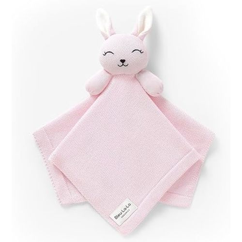 Organic Plush Lovey Security Blanket – Ultra-Soft Comfort Blanket for Newborns & Toddlers, Plush Snuggle Toy for Soothing, Perfect for Boys & Girls (Bunny - Pink)