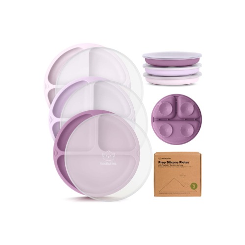 3-Pack Prep Silicone Suction Plates with Lids